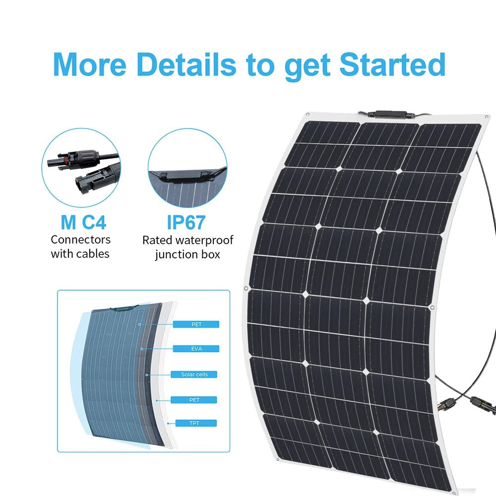 100 W Flexible Solar Panel High-efficiency Solar Modules And Ip68 Sealing Level, Suitable For Roofs, Motor Homes, Balconies, Etc by 54 Energy - Renewable Energy Store