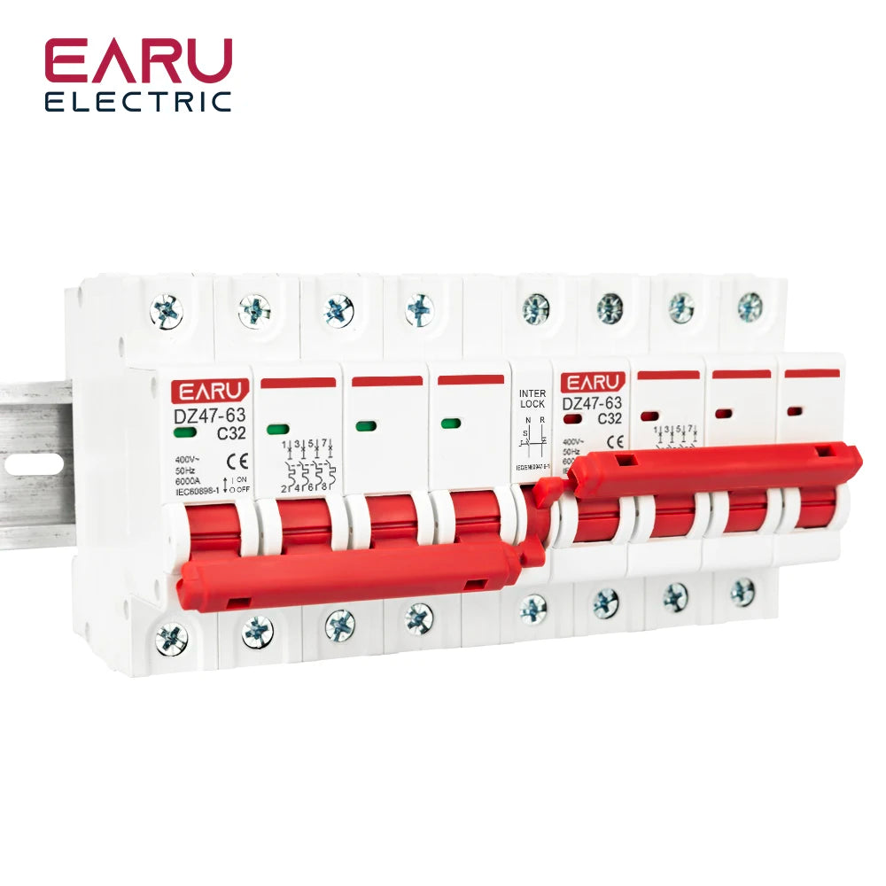1P+1P 2P+2P 3P+3P 4P+4P MTS AC Double Alimentation Commutateur de Transfert Manuel Disjoncteur Verrouillé sur Rail DIN Disjoncteur d'Isolement MCB