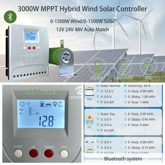 2000W 12V 24V 48V MPPT Hybrid Solar Controller With WIFI LCD Display by 54 Energy - Renewable Energy Store
