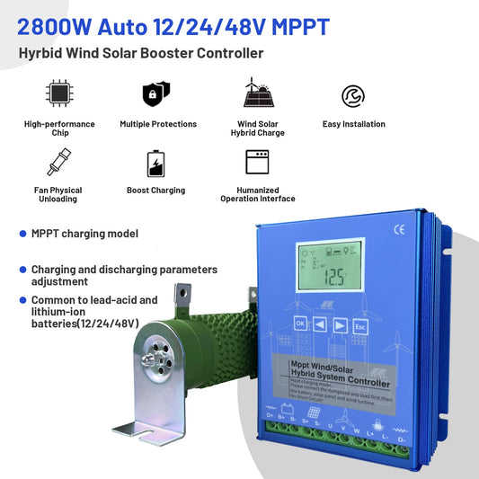 2200W MPPT Hybrid Wind Solar Charge Controller 12V 24V 48V Regulator by 54 Energy - Renewable Energy Store