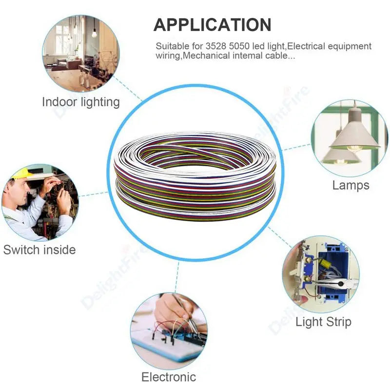 6Pin Extension Electronic Cable 22 20 18 AWG PVC Insulation for RGBWW RGB+CCT LED Strips by 54 Energy - Renewable Energy Store