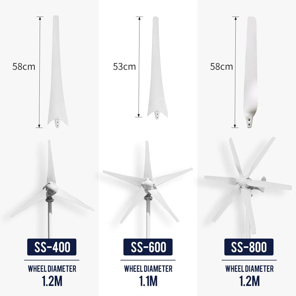 DIDITO 800W 1000W 12V 24V Wind Turbine Generator Complete Set Windmill MPPT/Charge Controller Small Generador Electrico 54 Energy - Renewable Energy Store