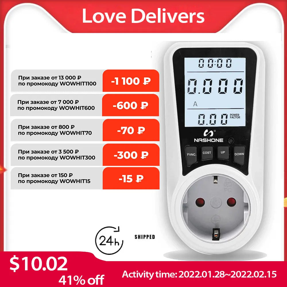 Digital Wattmeter 220V 110V AC Power Meter Electricy consumption Energy Meter EU Plug Power Kilowatt Wattage Electricity Meter 54 Energy - Renewable Energy Store
