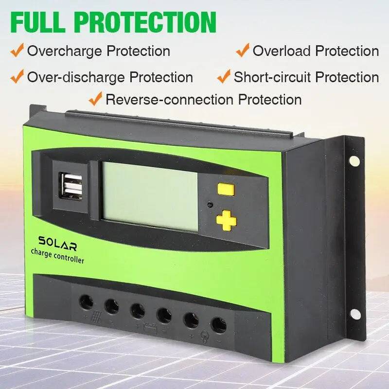 Solar Charge Regulators 50A 60A PWM Solar PV Charger Controller 12V 24V Dual USB Battery Automatic Identification LCD Display - 54 Energy - Renewable Energy Store