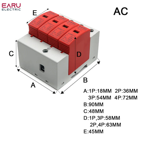 Power Surge Protective Device SPD Arrester Low Voltage House 1/2/3/4 Pole Surge Voltage Protection DC 500V 800V 1000V 40KA 60KA by 54 Energy - Renewable Energy Store