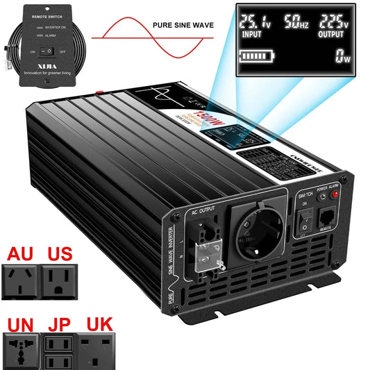 1500W pure sine wave inverter 12V/24V/48V LCD screen - 54 Energy - Renewable Energy Store