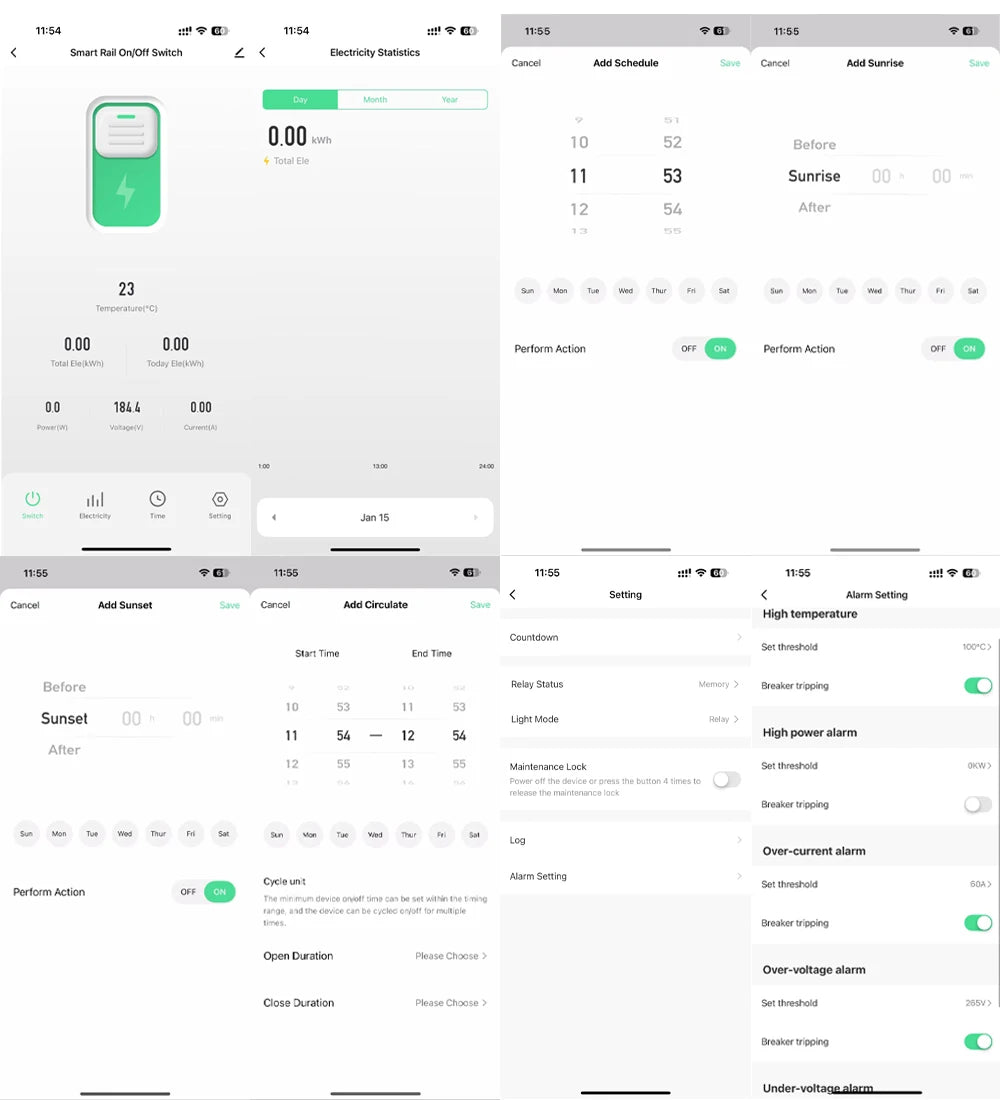 Tuya ZigBee WiFi Smart Circuit Breaker 1P+N 63A MCB Timer Relay Switch Energy Meter kWh Voltage Current Protector Remote Control