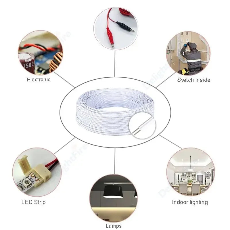 2Pin 5V 12V Electrical Wire 26 24 22 20 18 AWG Extension Cable by 54 Energy - Renewable Energy Store