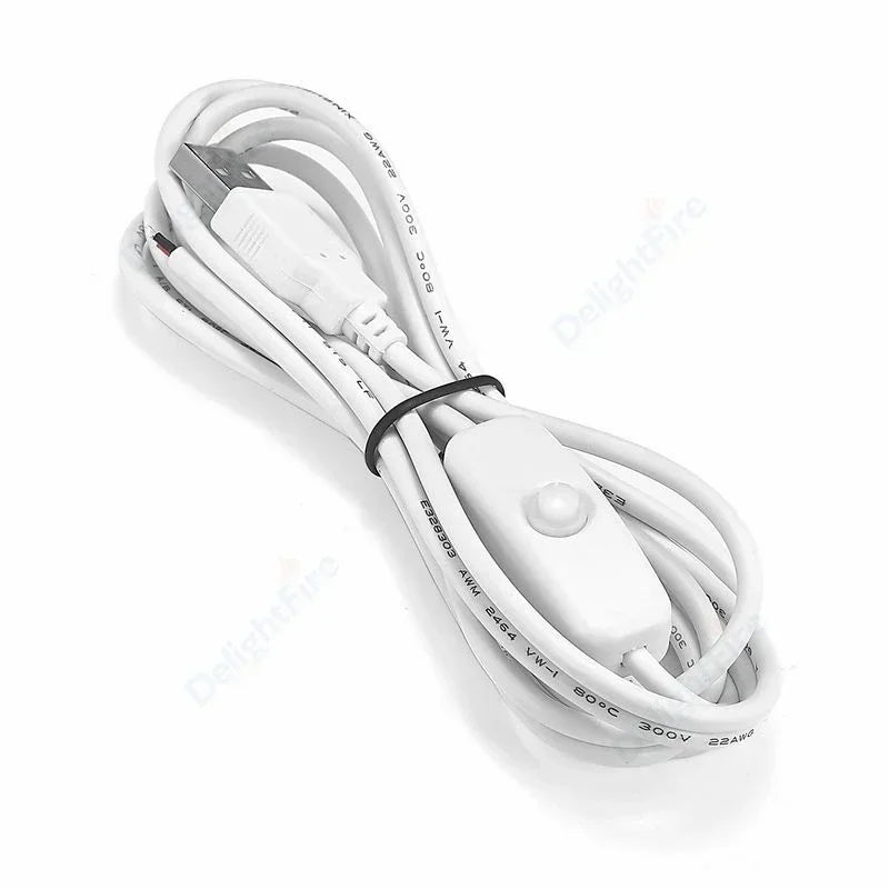 100/150/200cm USB Pigtail Cable With Switch 12V 3A Power Extension For LED Strip Light And USB Gadgets by 54 Energy - Renewable Energy Store