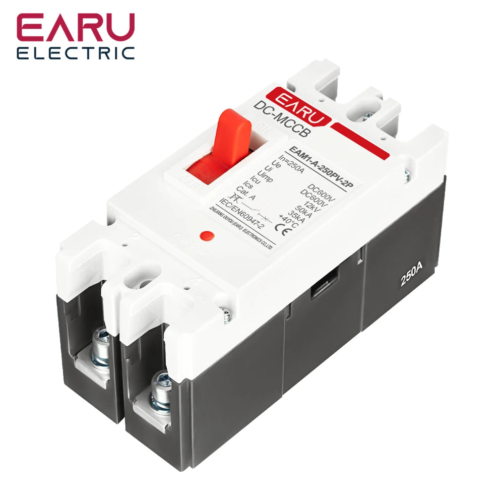 2P DC Solar Molded Case Circuit Breaker MCCB Overload Protection Switch Protector for Solar Photovoltaic PV Battery Isolator