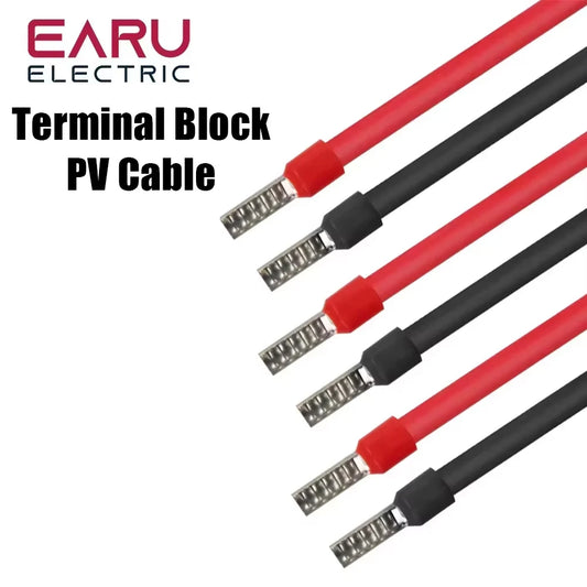 10 pares de cables solares fotovoltaicos PV de 2,5 mm² y 14 AWG, de 15 cm, rojo y negro, con terminales E6012 para cableado de caja combinadora de energía solar