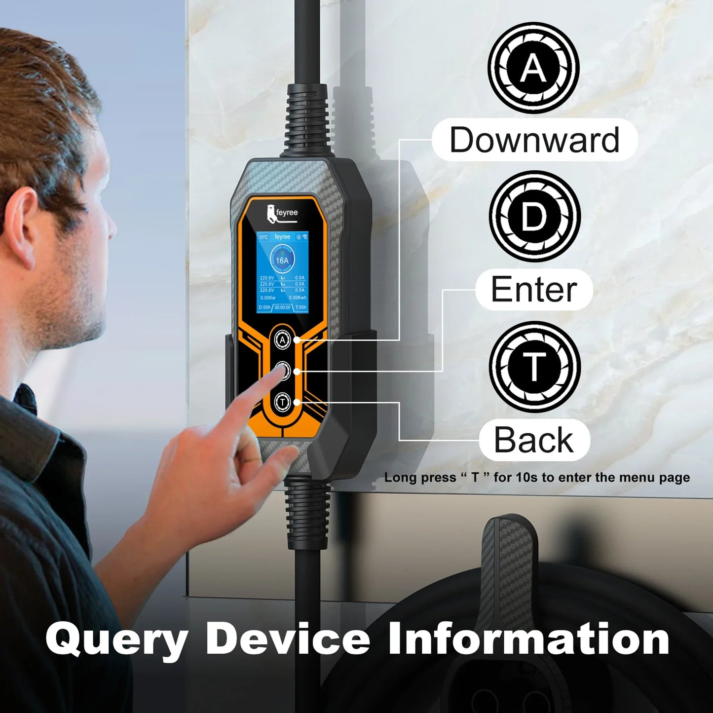 feyree EV Charger Portable Newly upgraded with wall holder Type2 16A11KW 3 Phase Wifi APP control EVSE Charging Box with adapter by 54 Energy - Renewable Energy Store