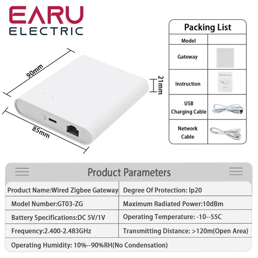 Tuya APP Wired Zigbee Bridge Smart Home Zigbee Gateway Hub Remote to Control Zigbee Devices Smart Life APP for Alexa Google Home by 54 Energy - Renewable Energy Store