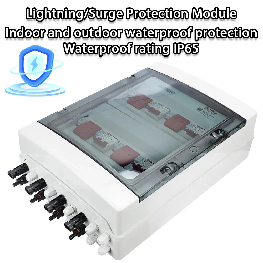 DC 500V 4 Input 4 Output Solar Photovoltaic PV Combiner Box With Surge Lightning Protection DC Fuse MCB SPD Waterproof Box IP65