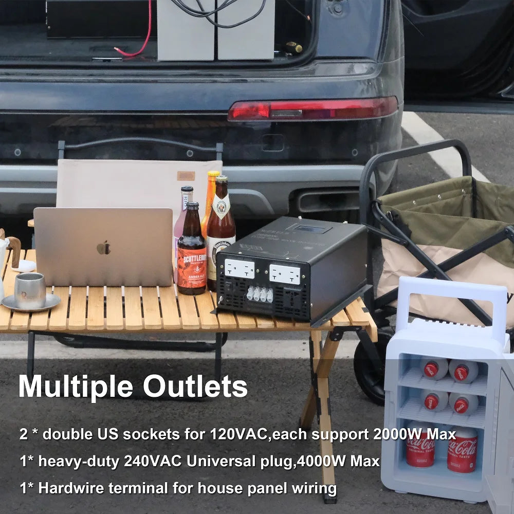 4000W Split phase Pure Sine Wave Inverter 24V/36V/48V/72V/96V DC to 110/220V,120/240V AC Converter Solar Power Battery Generator - 54 Energy - Renewable Energy Store