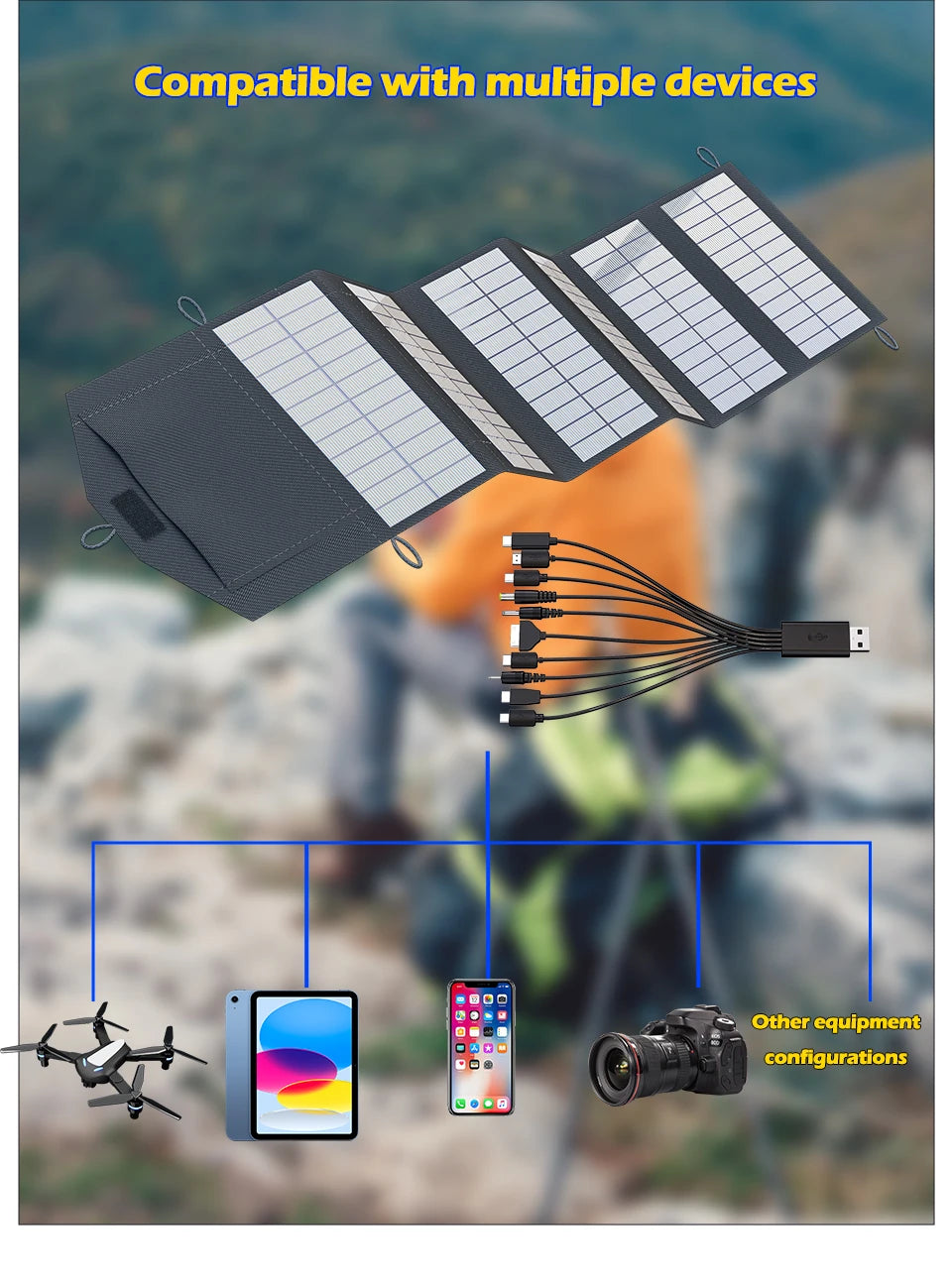 Portable Polysilicon Solar Panel Charger USB 800W 5V DC Foldable For Hiking And Camping by 54 Energy - Renewable Energy Store