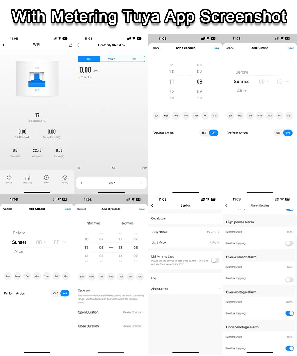 Tuya MCB WiFi Smart Circuit Breaker 1P+N 6-63A Time Relay Energy kWh Voltage Current Meter Protector Voice Remote Control Switch