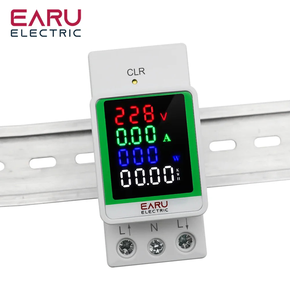 Digital Display AC Current KWH Electric Energy Monitor Multifunction Meter VOLT AMP Ammeter Device With Energy Zeroing Din Rail by 54 Energy - Renewable Energy Store