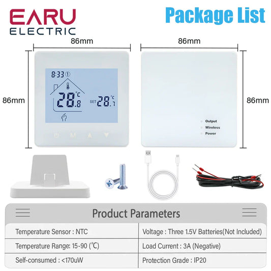 Smart RF Wireless Room Thermostat For Gas Boiler Heating Touch Screen Temperature Controller Home Programmable WiFi Thermostat by 54 Energy - Renewable Energy Store