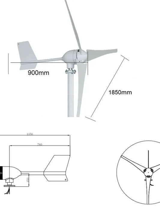 10000W Horizontal Wind Turbine Home Appliance Generator 12V 24V 48V Low Start Speed Free Alternative Energy Camping Windmill by 54 Energy - Renewable Energy Store