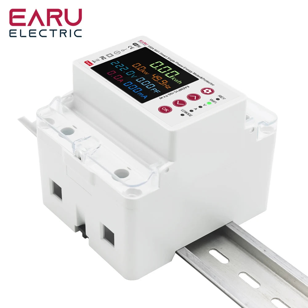 Tuya WiFi Smart Bidirectional Energy Meter Power kWh Meter Earth Leakage Over Under Voltage Protector Timer Relay Switch Current