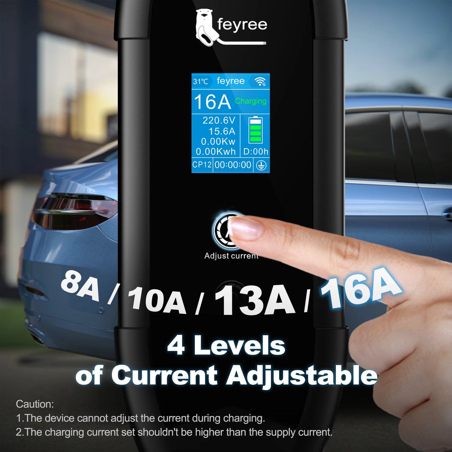 feyree GB/T Portable EV Charger 3.5m Cable with WIFI APP Control 16A 3.5kW Set Charging&DelayTime for EV Cars,Plug customizable by 54 Energy - Renewable Energy Store