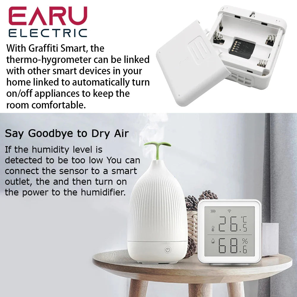 Tuya Smart Life WIFI Temperature Humidity Sensor Indoor Hygrometer Thermometer Detector Remote Control Support Alexa Google Home by 54 Energy - Renewable Energy Store