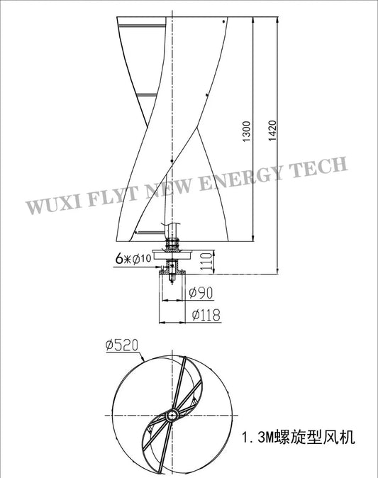 1000W 2000W 3000W Vertical Wind Turbine Generator 3 Phase 12V 24V 48V 96V Upright Coreless Wind Turbine Generator for Home - 54 Energy - Renewable Energy Store