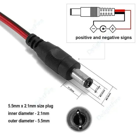 12V 3A DC Power Pigtail Cable 20 18 AWG Male Female Connector by 54 Energy - Renewable Energy Store