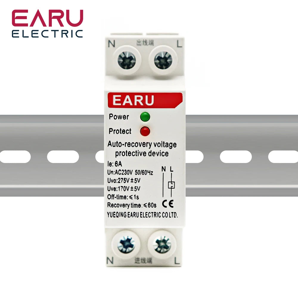 1P+N 27mm 40A 63A 230V Din Rail Automatic Recovery Reconnect Over Voltage and Under Voltage Protective Device Protection Relay by 54 Energy - Renewable Energy Store