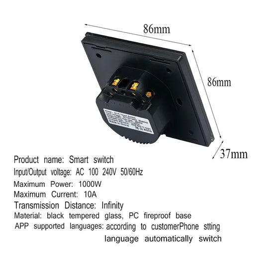 1 2 3 Gang WiFi Smart Timer Touch Switch Glass Panel Wall Light Switch Remote Control by TUYA Smart Life APP Alexa Google Home by 54 Energy - Renewable Energy Store