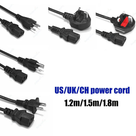 US UK CH Plug Power Extend Cable IEC C13 Lead Cord 1.2m 1.5m 1.8m 5ft for PC Monitor LCD TV 3D Printer by 54 Energy - Renewable Energy Store
