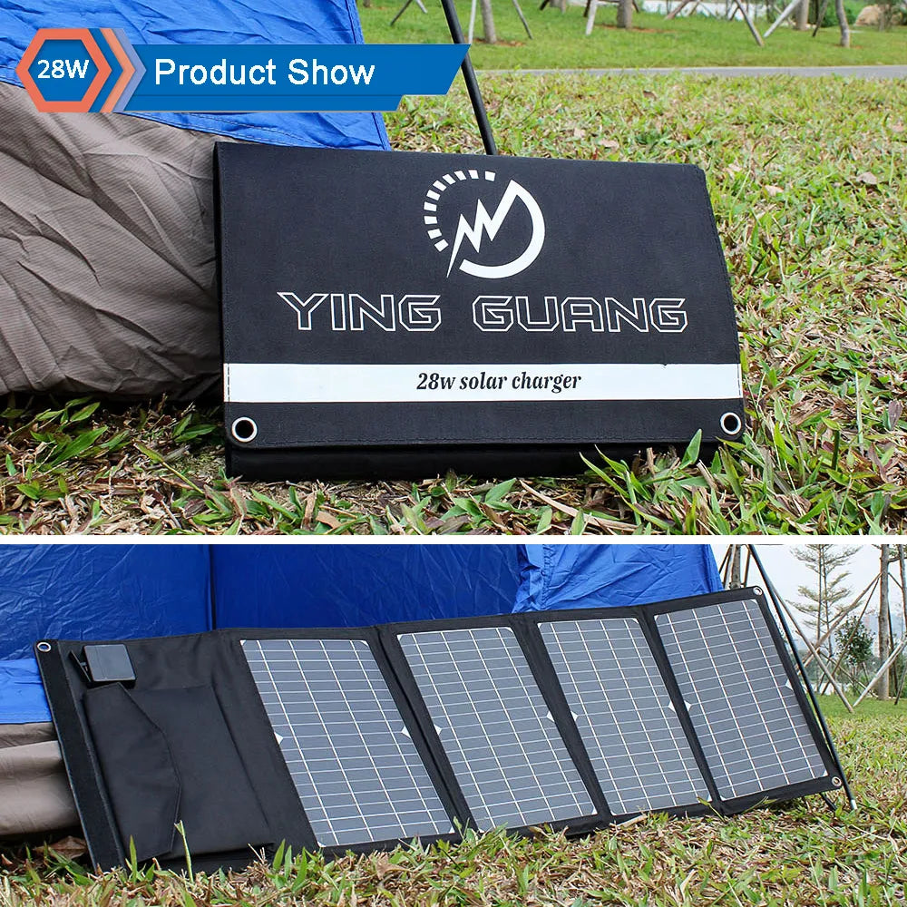Solar Panel Charger Upgraded 28W 21W 14W Portable Double USB 5V 18V DC Camping Foldable Solar Panel For Phone Charge Power Bank 54 Energy - Renewable Energy Store
