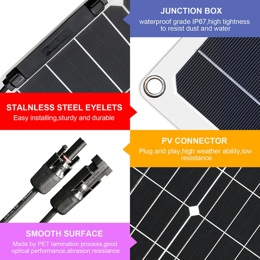 Solar Panel kit 100w 100 Watt 200W 300w 400w Complete Photovoltaic Panels cell 12V 24v Battery Home Car Boat Yacht - 54 Energy - Renewable Energy Store