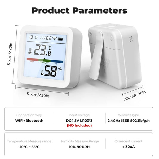 Tuya New WiFi Temperature Humidity Sensor Smart Life Backlight Hygrometer Thermometer Sensor Support Alexa Google Home Assistant by 54 Energy - Renewable Energy Store