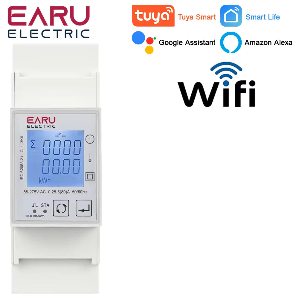 Medidor de Energía Inteligente Tuya WiFi ZigBee AC 110V 220V 80A Medición Bidireccional Monofásico Monitor de Consumo de Energía Medidor de kWh