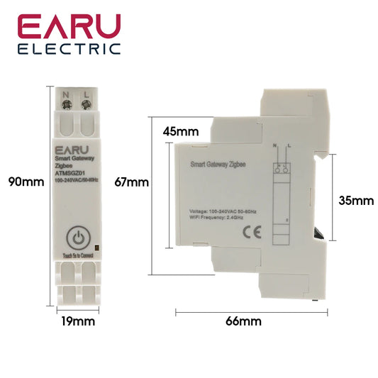 Tuya Wireless Zigbee Bridge Smart Home AC100~240V 50/60Hz Din-Rail Zigbee Gateway Hub Remote Control for Alexa Google Home by 54 Energy - Renewable Energy Store