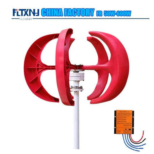 Wind Turbine Power 500w Vertical Windmills Generator 12v/24v With MPPT Charge Regulator Quite And Efficient For Home Use by 54 Energy - Renewable Energy Store