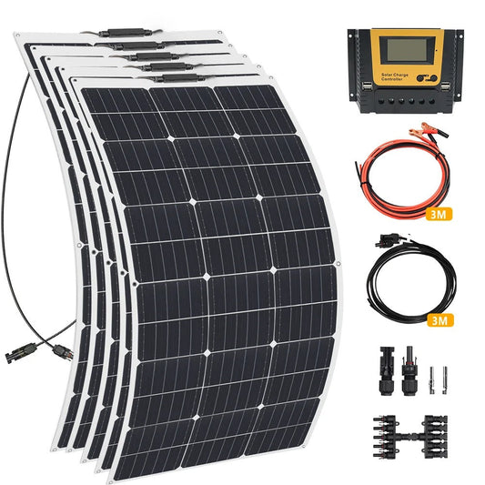 Wuzeck Flexible Solar Panel 12v/24v Starter Kit, 1-5pcs 100w Monocrystalline Solar Panel,off Grid Power For Rvs Boat Caravan by 54 Energy - Renewable Energy Store