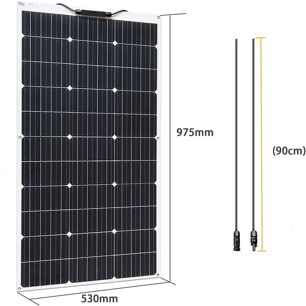 Wuzeck Flexible Solar Panel 100w Mono Solar Cell 18v Photovoltaic Module 12v Solar Battery Off Grid Power For Rvs Boat Caravan by 54 Energy - Renewable Energy Store