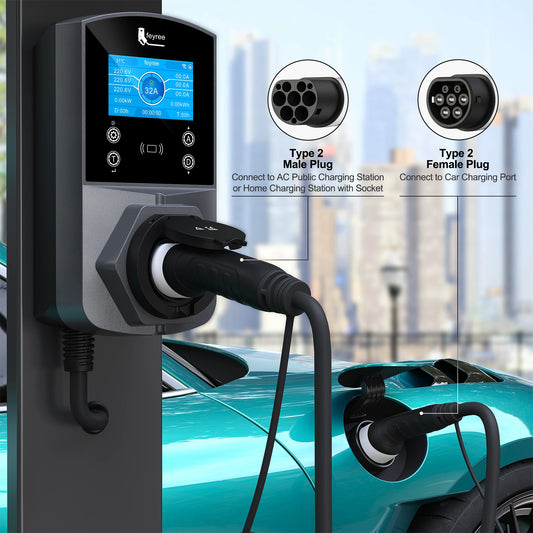 feyree EV Charger Type2 to Type2 Charging Cable 32A 7KW 1Phase 16A 3.5KW 11KW 22KW 3Phase Charger Station for Electric Vehicle by 54 Energy - Renewable Energy Store
