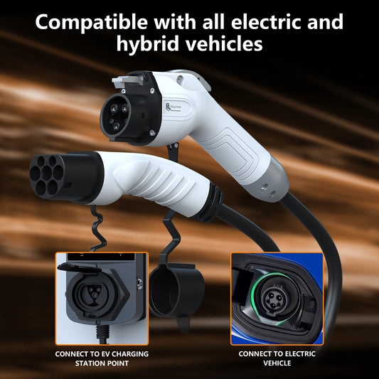 feyree EV Charging Cable 7KW 32A 1Phase Type1 Car Charging Socket to Type2 Power Supply Side 16A 3.5KW 5m Cable for Electric Car by 54 Energy - Renewable Energy Store