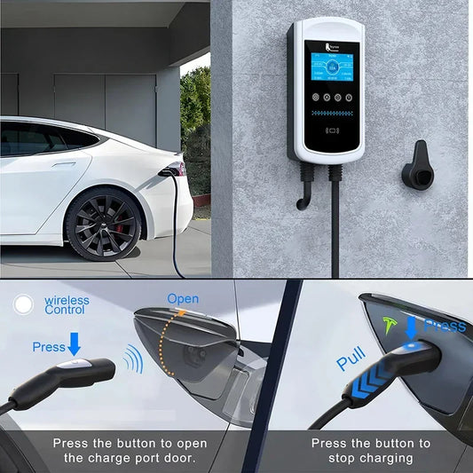 feyree EV Charging Station 32A 7KW TS-NACS Charger Plug for Tesla Car Charger EVSE Wallbox 9.6KW 12KW Fast Charging APP Control by 54 Energy - Renewable Energy Store