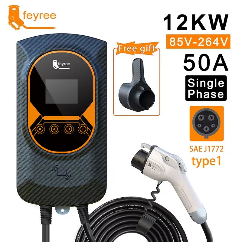 feyree EVSE Wallbox EV Charger Type1 50A 12KW Fast Charging 32A 7.6KW 40A 9.6KW Single Phase Charging Station for Electric Car by 54 Energy - Renewable Energy Store