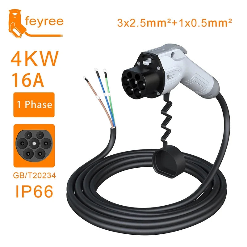 feyree GB/T Charger Plug EV Charger Cable 5m 32A 7KW 16A 3.5KW 1Phase 11KW 22KW 3 Phase for Car Charger Station Electric Vehicle by 54 Energy - Renewable Energy Store