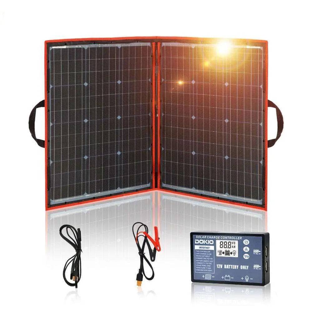 100W Foldable Solar Panel (2 x 50W) - Flexible Monocrystalline for