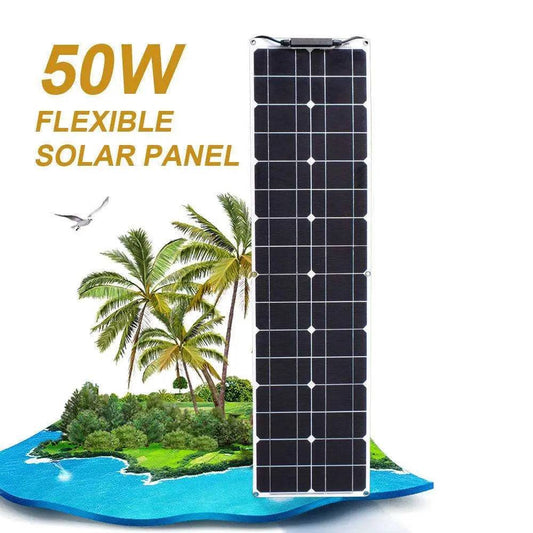 Solar Panel 50 Watt Flexible150/200 W Waterproof Narrow 12/24v Monocrystalline - 54 Energy - Renewable Energy Store