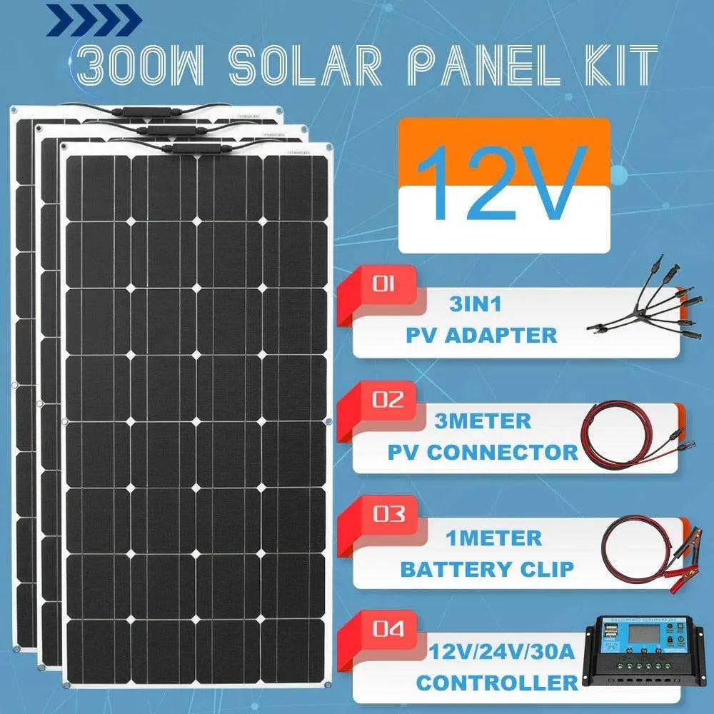Solar Panel 300W 400W 200W 100W 1000W PET Flexible Monocrystalline Solar Cell For 12v /24V Battery Charger Home Kits - 54 Energy - Renewable Energy Store