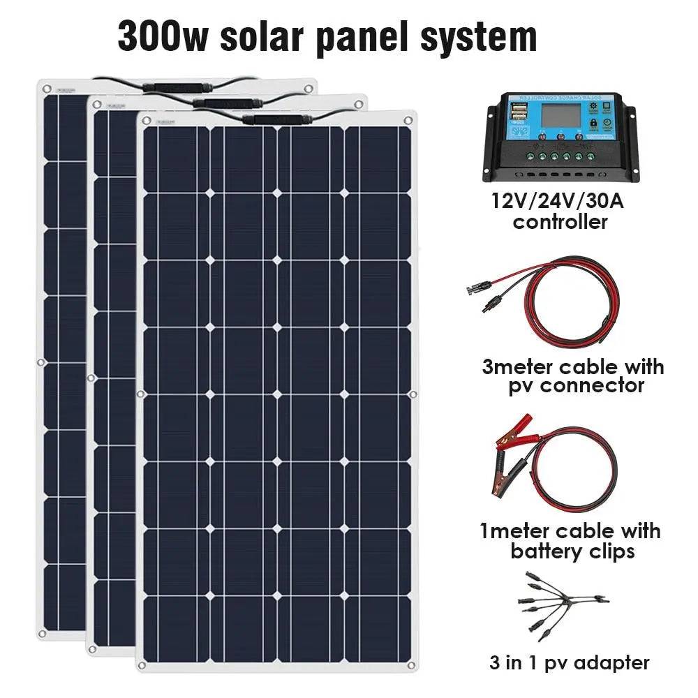 Solar Panel Kit 100/200/300 W Off Grid Flexible 12V Wateproof - 54 Energy - Renewable Energy Store