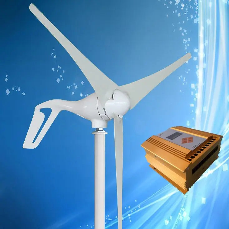 2021 New Type 400W Wind Power Generator 3/5PCS Blades Optional + MPPT Wind Solar Hybrid Charge Controller (LCD Display) - 54 Energy - Renewable Energy Store